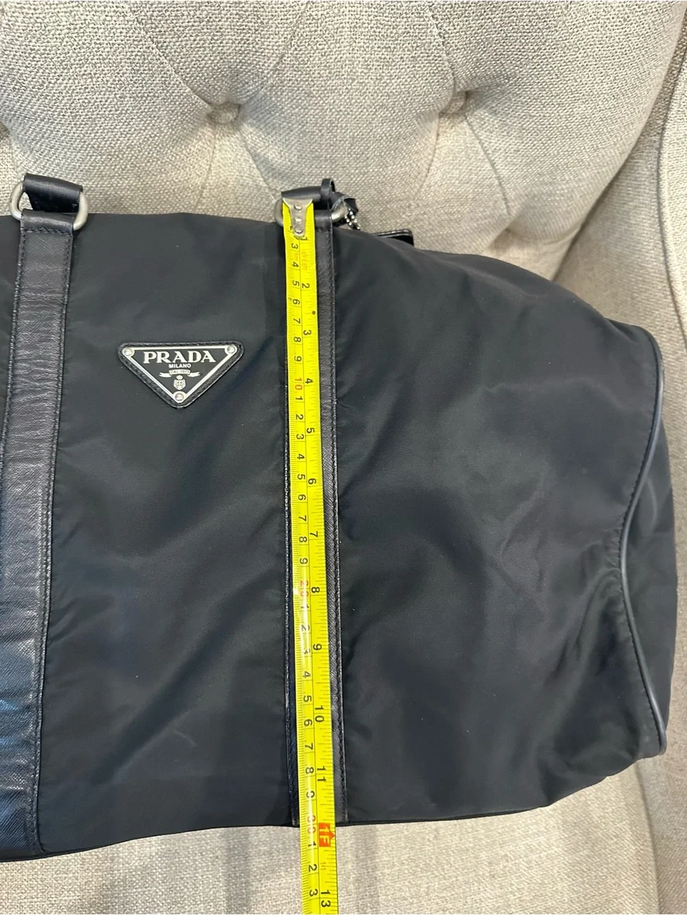 Prada Black Tessuto Weekender Nylon Bag with Leather Trim